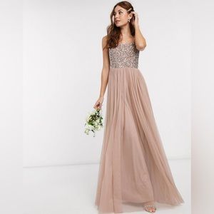 ASOS Maya Bridesmaid sequin dress in taupe blush